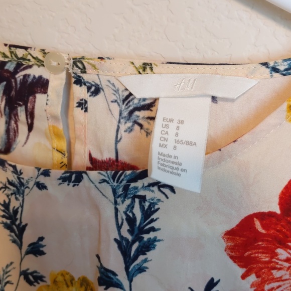 H&M Floral Top Belt Sleeve - Size 8 - Picture 8 of 8
